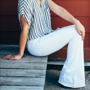 White flare jeans